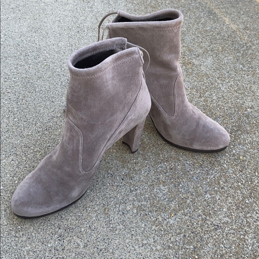Stuart Weitzman Gray Suede Lace Up Booties 7.5